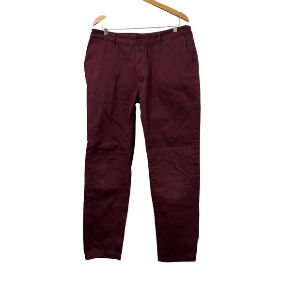 Askov Finlayson The Explorer Pant Mens 36 x 32 Burgundy Double Knee Button Fly - Picture 1 of 15